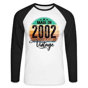 Vintage Fabriqué en 2002 Année de naissance 2002 Anniversaire - T-shirt baseball manches longues Homme - blanc/noir - Devant - Nik (191cm)