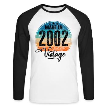 Vintage Fabriqué en 2002 Année de naissance 2002 Anniversaire - T-shirt baseball manches longues Homme - blanc/noir - Devant - Nik (191cm)