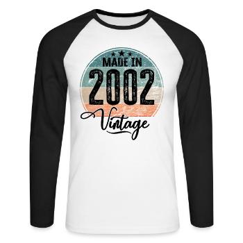 Vintage Fabriqué en 2002 Année de naissance 2002 Anniversaire - T-shirt baseball manches longues Homme - blanc/noir - Devant - Nik (191cm)
