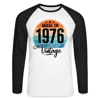 Vintage Made in 1976 Year of birth 1976 Birthday - Unisex Long Sleeve Baseball T-Shirt - white/black - Front - Nik (191cm)