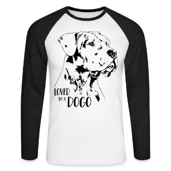 Aimé par un chien Dogo disant Dogo Argentino chiens - T-shirt baseball manches longues Homme - blanc/noir - Devant - Nik (191cm)