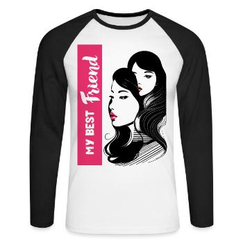 MY BEST FRIENDS - T-shirt baseball manches longues Homme - blanc/noir - Devant - Nik (191cm)