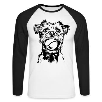 Border Terrier Hunde Hund Wilsigns - Unisex Baseballshirt langarm - Weiß/Schwarz - Vorne - Nik (191cm)