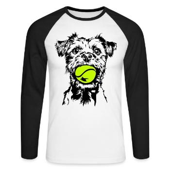 Border Terrier Chien Chien Wilsigns - T-shirt baseball manches longues Homme - blanc/noir - Devant - Nik (191cm)