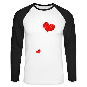 2 Herzen Ankündigung Schwangerschaft Schwanger - Unisex Baseballshirt langarm - Weiß/Schwarz - Vorne - Nik (191cm)