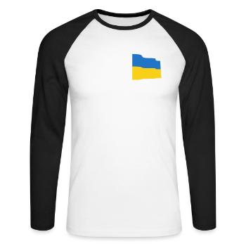 Drapeau Ukraine Ukrajina Ukrainien drapeau ukrainien - T-shirt baseball manches longues Homme - blanc/noir - Devant - Nik (191cm)
