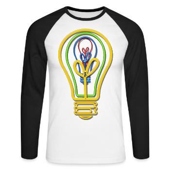 Ampoule néon couleurs fluorescentes - T-shirt baseball manches longues Homme - blanc/noir - Devant - Nik (191cm)