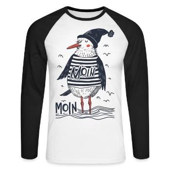 Moin Seagull Sailor Captain Sailor North Sea Baltic Sea - Unisex Long Sleeve Baseball T-Shirt - white/black - Front - Nik (191cm)