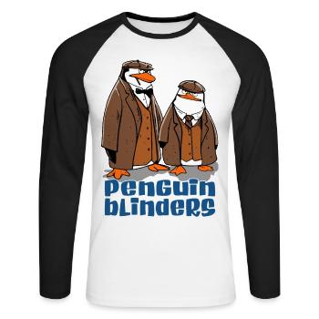 Penguin Funny Animals - Unisex Long Sleeve Baseball T-Shirt - white/black - Front - Nik (191cm)