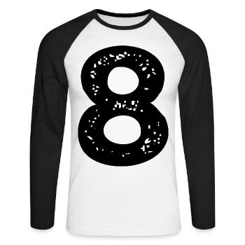 Maillot à 8 chiffres - T-shirt baseball manches longues Homme - blanc/noir - Devant - Nik (191cm)