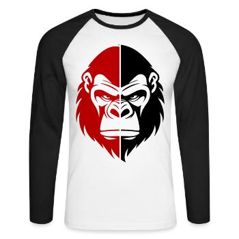Gorilla Head - Unisex Long Sleeve Baseball T-Shirt - white/black - Front - Nik (191cm)