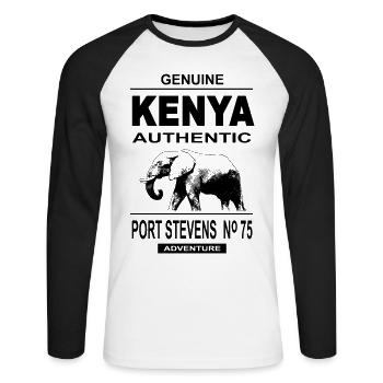 Kenya - Elephant Safari - T-shirt baseball manches longues Homme - blanc/noir - Devant - Nik (191cm)