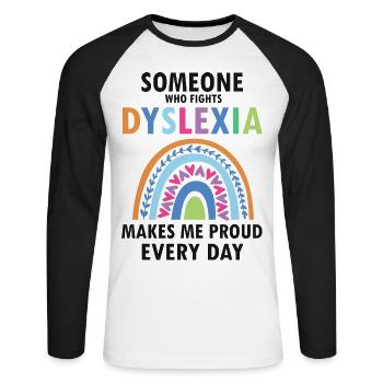 Dyslexia Teacher for Legathenia Therapists - Unisex Long Sleeve Baseball T-Shirt - white/black - Front - Nik (191cm)