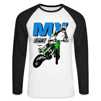 Moto Cross - Motocross - Supercross - Unisex Long Sleeve Baseball T-Shirt - white/black - Front - Nik (191cm)