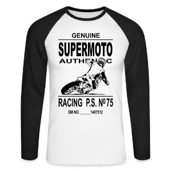 Supermoto - Unisex Long Sleeve Baseball T-Shirt - white/black - Front - Nik (191cm)