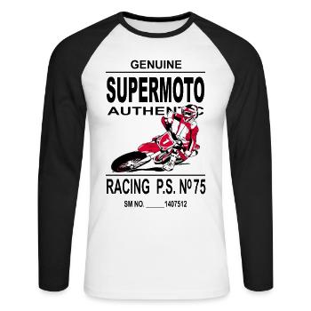 Supermoto - Unisex Long Sleeve Baseball T-Shirt - white/black - Front - Nik (191cm)