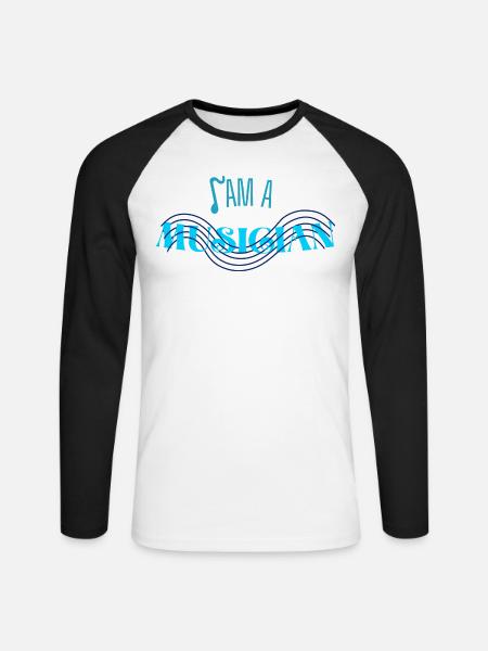 Ich bin Musiker, Noten - Unisex Baseballshirt langarm - Weiß/Schwarz