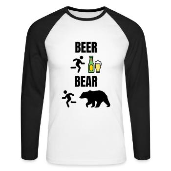 Beer Bear - T-shirt baseball manches longues Homme - blanc/noir - Devant - Nik (191cm)