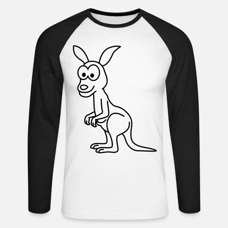 Kangaroo Comic - Unisex Baseballshirt langarm - Weiß/Schwarz