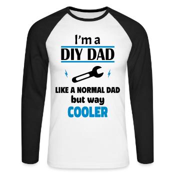 Je suis un papa bricoleur - T-shirt baseball manches longues Homme - blanc/noir - Devant - Nik (191cm)
