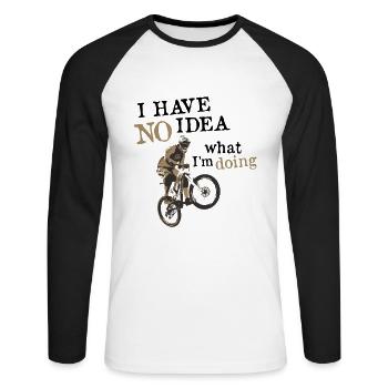 Le vélo de montagne n’a aucune idée de ce que je fais VTT - T-shirt baseball manches longues Homme - blanc/noir - Devant - Nik (191cm)