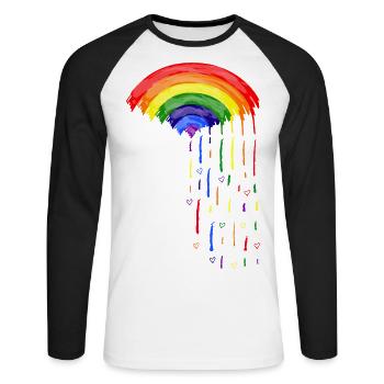 Love Rainbow Rain - Unisex Long Sleeve Baseball T-Shirt - white/black - Front - Nik (191cm)