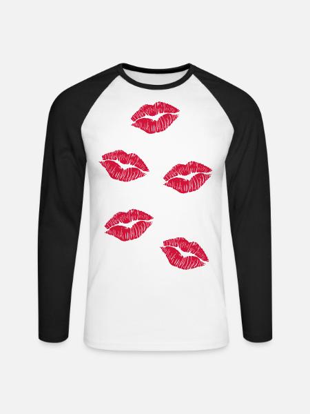 cinq bouches de baiser - T-shirt baseball manches longues Homme - blanc/noir