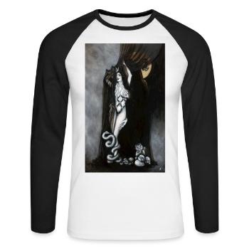 Dunkle Liebhaber - Unisex Baseballshirt langarm - Weiß/Schwarz - Vorne - Nik (191cm)