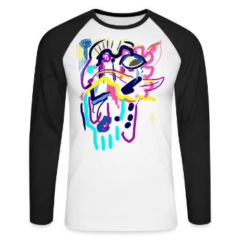 Abstrakte Kunst - Digital Fantasy - Unisex Baseballshirt langarm - Weiß/Schwarz - Vorne - Nik (191cm)