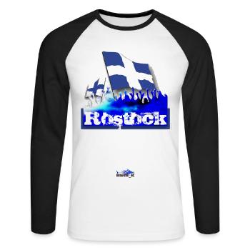 Rostock - T-shirt baseball manches longues Homme - blanc/noir - Devant - Nik (191cm)