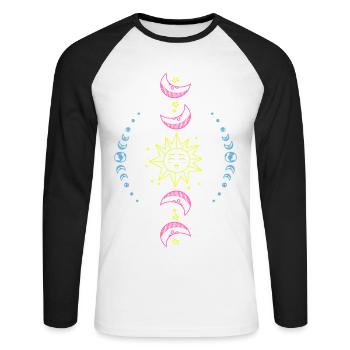 Sun Moon and Earth - Unisex Long Sleeve Baseball T-Shirt - white/black - Front - Nik (191cm)