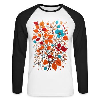 Fleurs aux noix - T-shirt baseball manches longues Homme - blanc/noir - Devant - Nik (191cm)