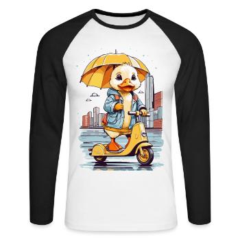 Canard au rouleau - T-shirt baseball manches longues Homme - blanc/noir - Devant - Nik (191cm)