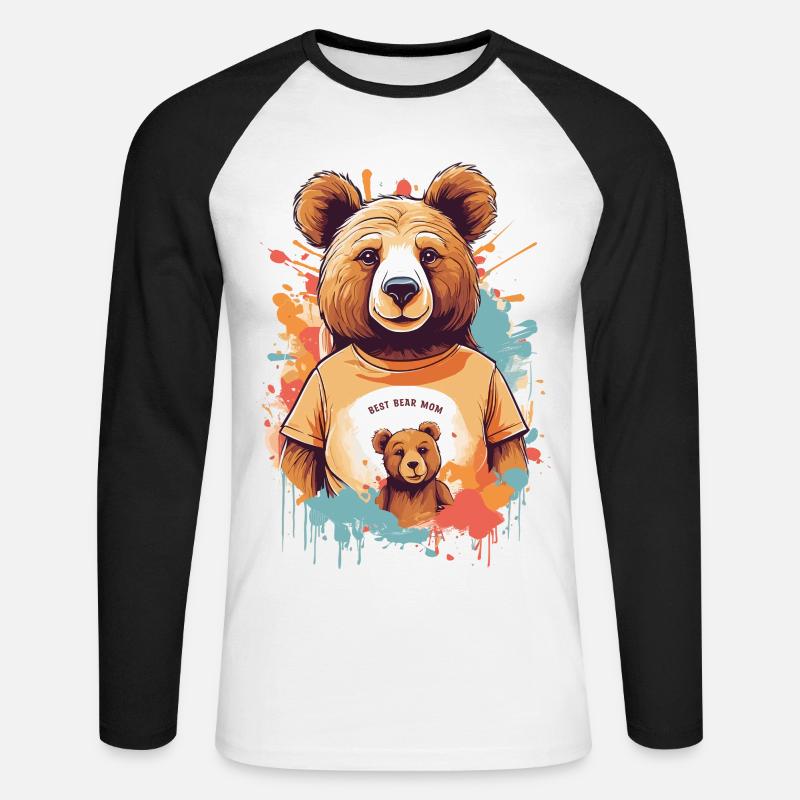 Beste Bär Mutter - Unisex Baseballshirt langarm - Weiß/Schwarz