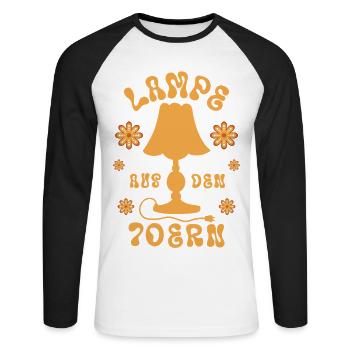 Lampe aus den 70ern - Unisex Baseballshirt langarm - Weiß/Schwarz - Vorne - Nik (191cm)