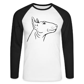 Bull Terrier Head in Profile - Unisex Long Sleeve Baseball T-Shirt - white/black - Front - Nik (191cm)