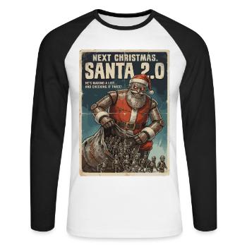 Santa 2.0 Cyborg - Unisex Baseballshirt langarm - Weiß/Schwarz - Vorne - Nik (191cm)