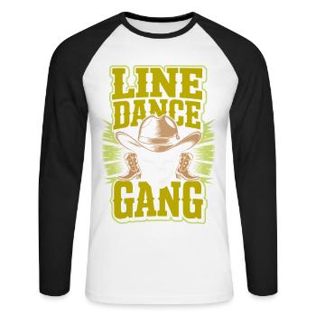 Gang de Cowboy de la Gang de Danses en Ligne - T-shirt baseball manches longues Homme - blanc/noir - Devant - Nik (191cm)