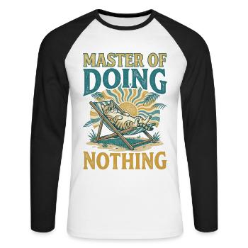 Cat on holiday - Unisex Long Sleeve Baseball T-Shirt - white/black - Front - Nik (191cm)