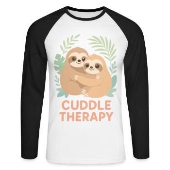 Cuddle Therapy: Cute sloths in the jungle - Unisex Long Sleeve Baseball T-Shirt - white/black - Front - Nik (191cm)