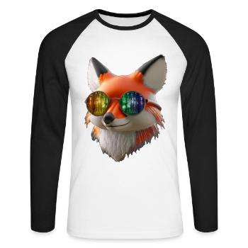 Fox head with sunglasses - Unisex Long Sleeve Baseball T-Shirt - white/black - Front - Nik (191cm)