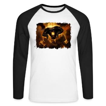 BALR0G Fire Monster - Unisex Long Sleeve Baseball T-Shirt - white/black - Front - Nik (191cm)