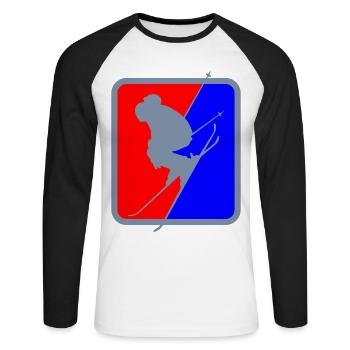 Ski Alpin Freeride Skiing | Farben änderbar - Unisex Baseballshirt langarm - Weiß/Schwarz - Vorne - Nik (191cm)