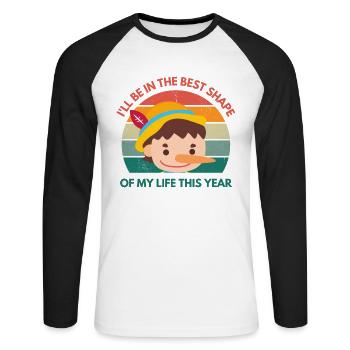 Die beste Form meines Lebens - Unisex Baseballshirt langarm - Weiß/Schwarz - Vorne - Nik (191cm)