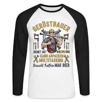 The Scaffolding Builder - Unisex Long Sleeve Baseball T-Shirt - white/black - Front - Nik (191cm)