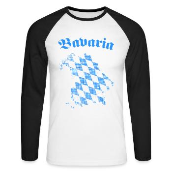 Bayern Bavaria - Unisex Baseballshirt langarm - Weiß/Schwarz - Vorne - Nik (191cm)