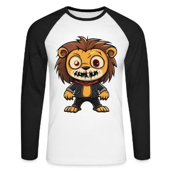 Lion Halloween Funny Zombie - Unisex Long Sleeve Baseball T-Shirt - white/black - Front - Nik (191cm)