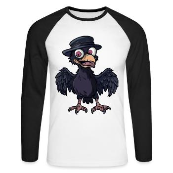 Rabe Vogel Halloween Lustig Zombie - Unisex Baseballshirt langarm - Weiß/Schwarz - Vorne - Nik (191cm)