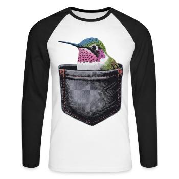Kolibri - Unisex Baseballshirt langarm - Weiß/Schwarz - Vorne - Nik (191cm)