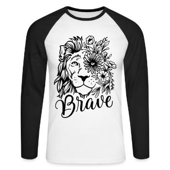 Lion Lion's Head cool Africa Horoscope Zodiac Sign - Unisex Long Sleeve Baseball T-Shirt - white/black - Front - Nik (191cm)